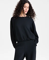 I.n.c. International Concepts Women's Off-Duty Long-Sleeve Bubble-Hem Sweatshirt, Macy's Exclusive