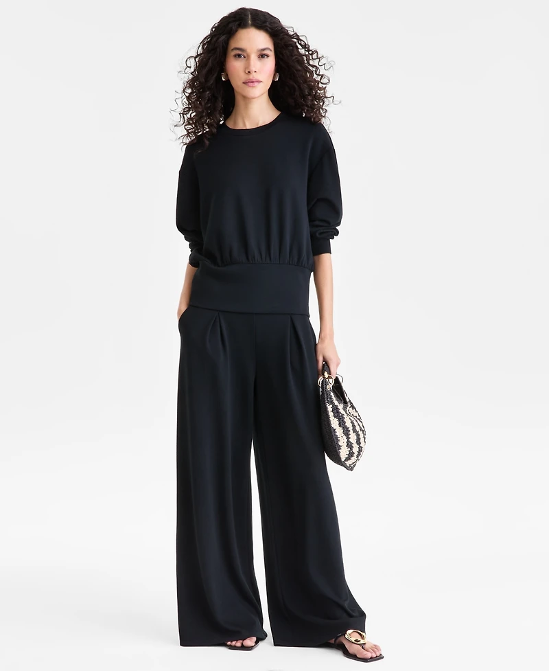 I.n.c. International Concepts Women's Off-Duty Banded-Bottom Sweatshirt, Macy's Exclusive