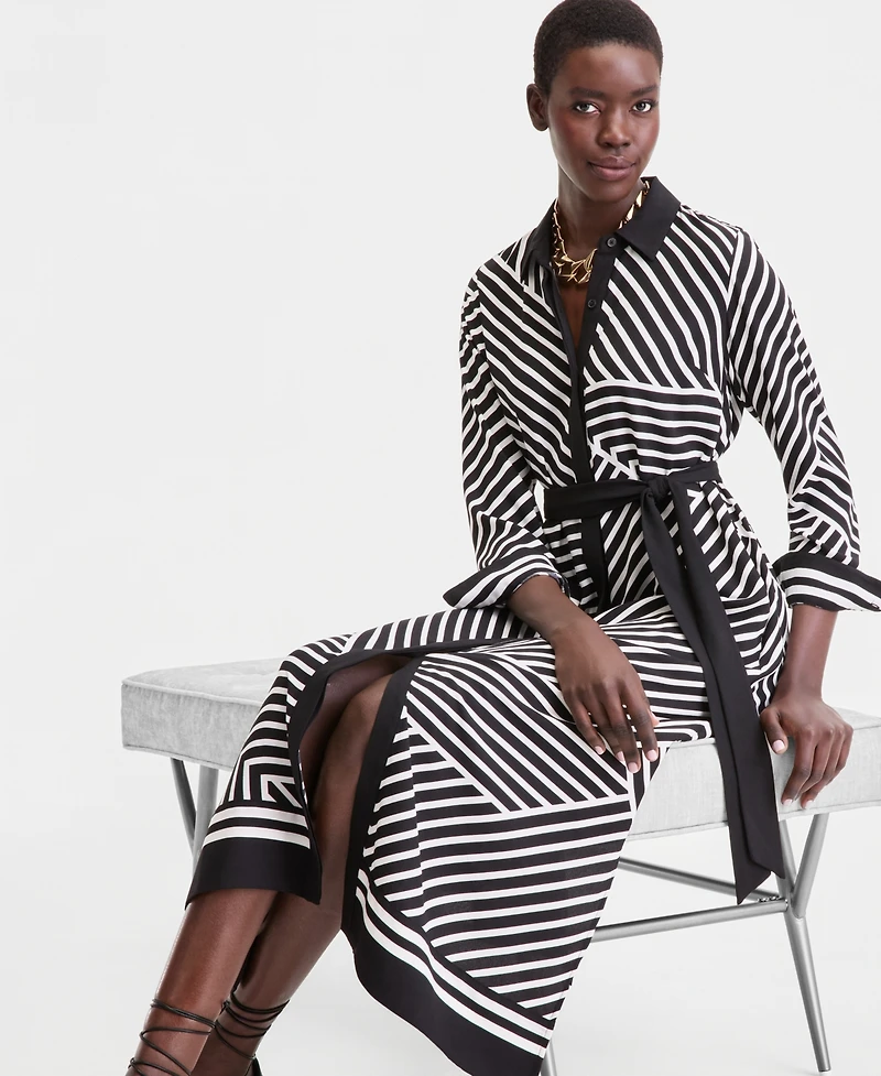 I.n.c. International Concepts Women's Long Sleeve Geo Print Shirtdress, Macy's Exclusive