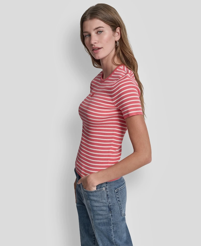 Dkny Jeans Women's Crewneck Striped Top