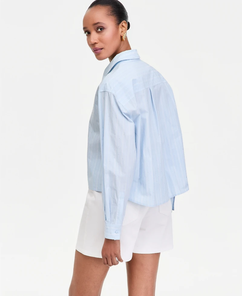 I.n.c. International Concepts Women's Crystal Embellished Button Down Shirt, Macy's Exclusive