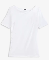 I.n.c. International Concepts Women's Short-Sleeve Asymmetrical-Hem Ruched Layering Top, Macy's Exclusive