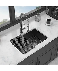 flynama 28x18x9inch Gunmetal Stainless Steel Single Bowl 16 Gauge Undermount Kitchen Sink