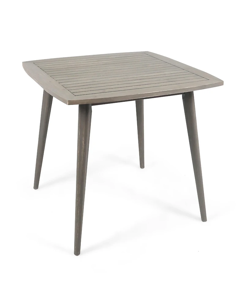 Mondawe Outdoor Square Acacia Wood Patio End Table Side with Tapered Legs, Mid-Century for 2a€“4 People, Grey
