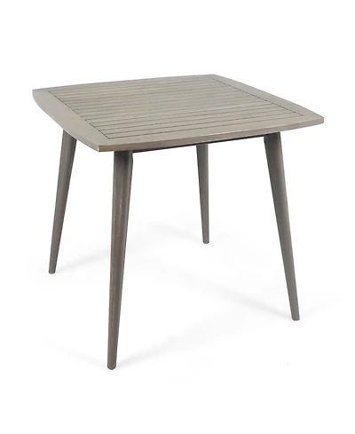 Mondawe Outdoor Square Acacia Wood Patio End Table Side with Tapered Legs, Mid-Century for 2a€“4 People, Grey