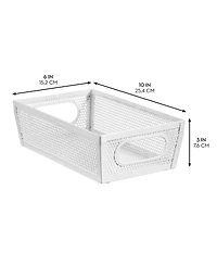 mDesign Perforated Metal Storage Bin with Handles - Set of 4 - Matte White