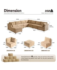 Xizzi Modular Sectional Sofa Couch, 8-Piece L-Shaped Deep Seat Cloud Couch with Chaise Ottoman, Comfy Corduroy Couches for Living Room