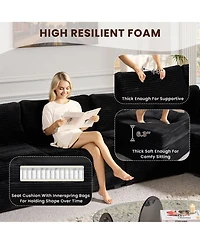 Xizzi Modular Sectional Sofa Couch, 8-Piece L-Shaped Deep Seat Cloud Couch with Chaise Ottoman, Comfy Corduroy Couches for Living Room