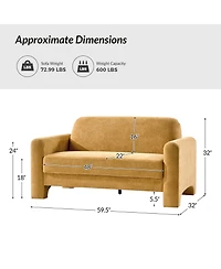 Hulala Home Shelbi 59.5" Modern Curved Chenille Loveseat Sofa