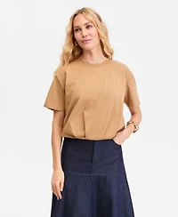 I.n.c. International Concepts Women's Cotton Bubble-Hem T-Shirt, Macy's Exclusive