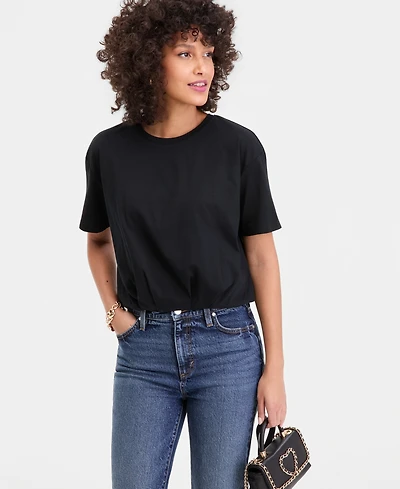 I.n.c. International Concepts Women's Cotton Bubble-Hem T-Shirt, Macy's Exclusive
