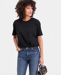 I.n.c. International Concepts Women's Cotton Bubble-Hem T-Shirt, Macy's Exclusive