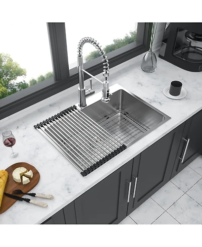 flynama 25x22x10inch Stainless Steel Kitchen Sink Drop In Single Bowl 16 Gauge Deep Basin