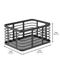 mDesign Metal Pantry Basket with Handles - Set of 2 - Matte Black