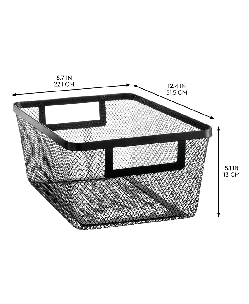 mDesign Metal Mesh Pantry Basket with Handles - Set of