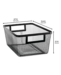 mDesign Metal Mesh Pantry Basket with Handles - Set of
