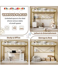 gaomon Loft Bed Twin Size with Ladder and High-Arched Guardrail, Sturdy Metal Slats, Space-Saving Design, Modern Decor Style