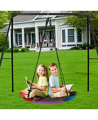 Mecale Tree Swing, 40" Saucer Swing, 750-Lb Capacity, 900D Oxford Seat, Hanging Straps & Adjustable Ropes