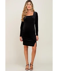 Pinkblush Maternity Velvet Long Sleeve Side Slit Dress