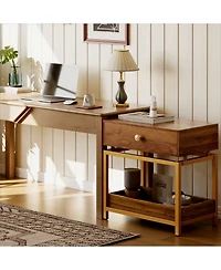 Cesicia Modern Nightstand End Table with Drawer and Open Shelf, 2 Tiers Sofa Side for Living Room, Bedroom