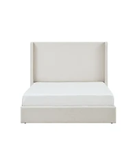 Boyel Living Carmen Upholstered Wingback Bed Frame with 52.3" Headboard, King, Ivory Boucle