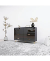 Boyel Living High Glossy 6-Drawer Chest of Drawers with Golden Accents