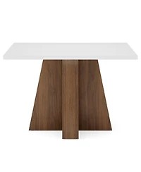 Tribesigns 47-Inch Kitchen Dining Table for 4-6,White Rectangular Dining Table with Walnut Wood Base, Modern Wooden Eating Table