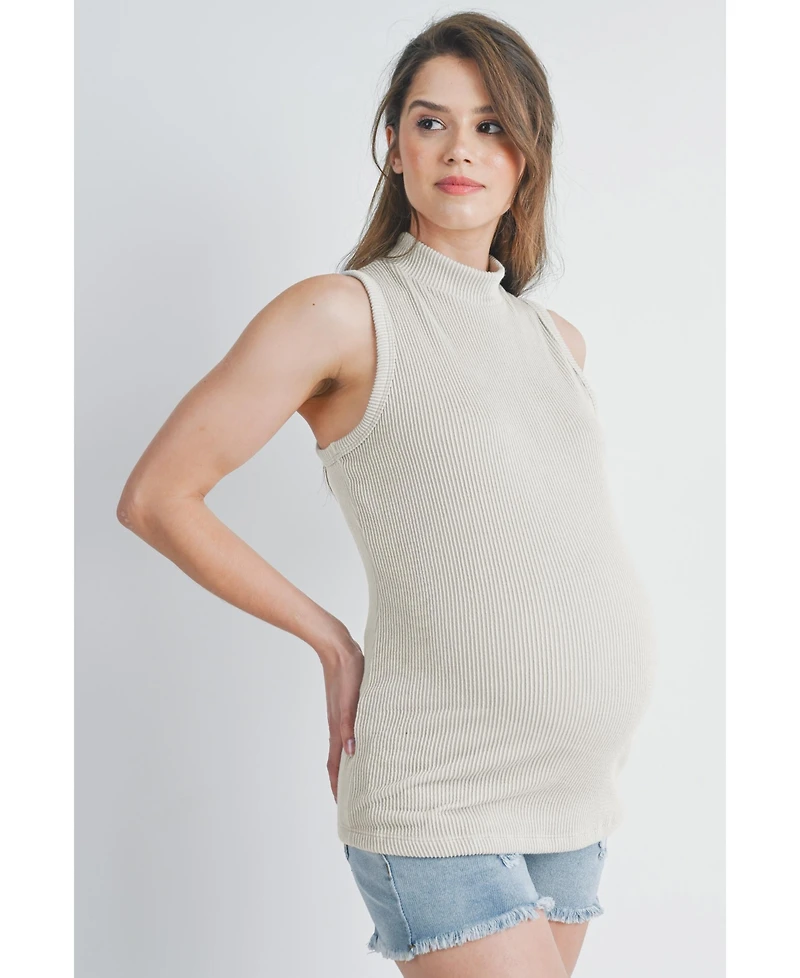 Hello Miz Maternity Sleeveless Mock Neck Tank Top