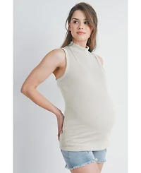 Hello Miz Maternity Sleeveless Mock Neck Tank Top