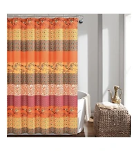 Slickblue 72-inch Orange Teal Floral Damask Boho Birds Polyester Shower Curtain
