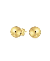 Bling Jewelry Timeless Classic Round Yellow 14K Gold Bead Ball Stud Earrings