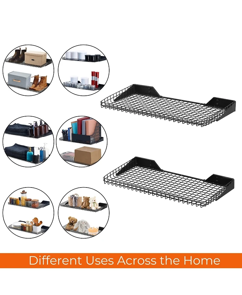 Lugo Garage Wall Shelves 24"x12", Black, 2 Pack