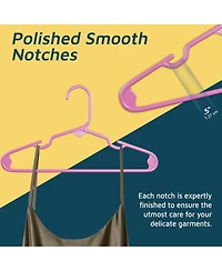 Lifemaster Kids Plastic Hangers, Pink, 11.6", with shoulder notches, space-saving, hold 5 lbs, ideal for baby, toddler & kids clothes, 50-pack.