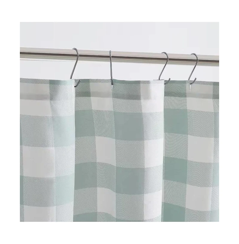 Slickblue Green White Plaid Cotton Shower Curtain, 72-Inch
