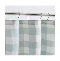 Slickblue Green White Plaid Cotton Shower Curtain, 72-Inch