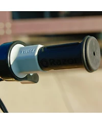 Razor E300S Seated Electric Scooter for Kids, Pneumatic Tires, Seat, White/Blue