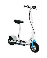 Razor E300S Seated Electric Scooter for Kids, Pneumatic Tires, Seat, White/Blue