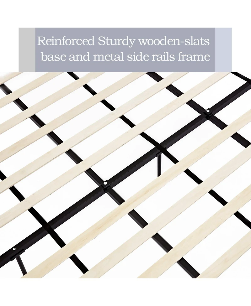 Boyel Living Carmen Upholstered Wingback Bed Frame with 54" Headboard