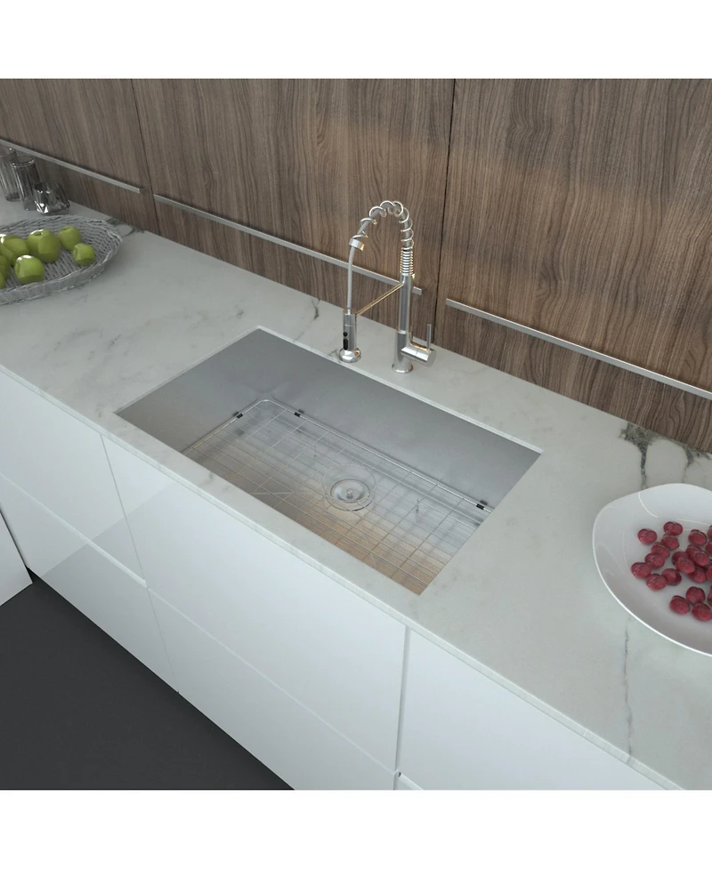 flynama 32x19x9inch Undermount Kitchen Sink Single Bowl Stainless Steel 16 Gauge Deep Basin