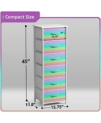 Sorbus Narrow 6 Drawers Nightstand with Steel Frame, Wood Top, Easy Pull Fabric Bins for Home, Bedroom, Office & Dorm