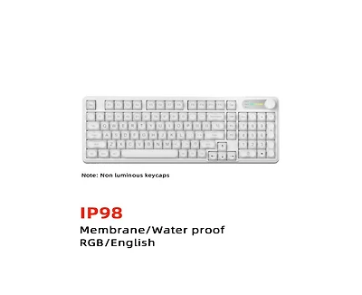 Risokeys Mechanical Feel Waterproof Gaming Keyboard 98-Key, Rgb Backlit, Type-c Wired, Silent Keys, Multi-Knob Control