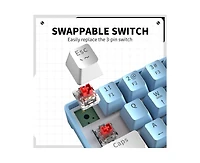 Risokeys 63-Key Wired Mechanical Keyboard, Blue Switch, Hot-Swappable, Rainbow Backlit – Compact Gray/Beige for Gaming & Work.