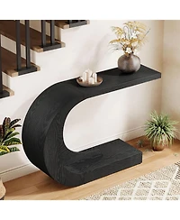 Tribesigns 43.3" C-Shaped Console Table, Mid-Century Modern Wood Entryway Hallway Heavy-Duty Entry Accent Table for Hall, Living Room, Entrance
