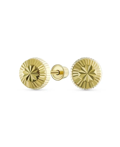 Bling Jewelry Timeless Real 10K Yellow Gold Half Dome Sparkling Star Design Brust Ball Stud Earrings 6MM