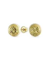 Bling Jewelry Timeless Real 10K Yellow Gold Half Dome Sparkling Star Design Brust Ball Stud Earrings 6MM