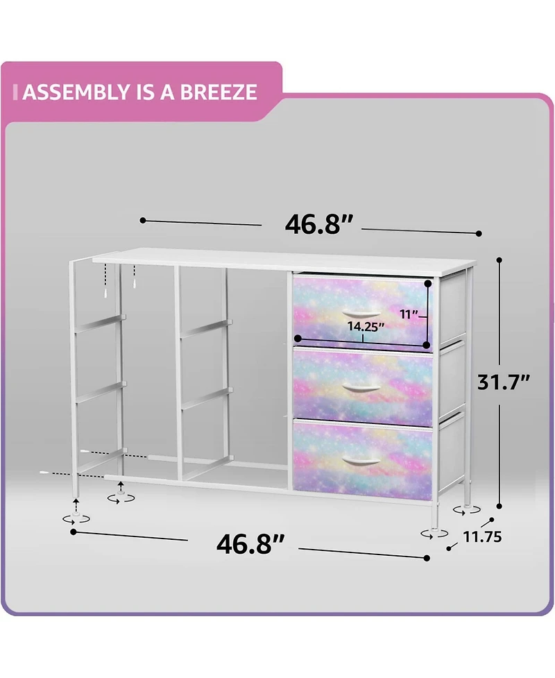 Sorbus 9 Drawers Dresser- Storage Unit with Steel Frame, Wood Top, Fabric Bins