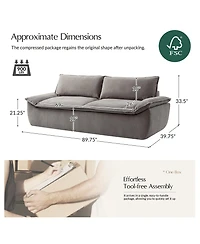Hulala Home Enrique Modern 90"W Oversized Compressed High-density Foam Sofa and No Assembly Needed