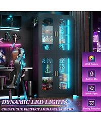 Aheaplus Shoe Cabinet with Led Light, Closet Organizer Adjustable Shelves