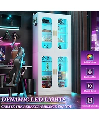 Aheaplus Shoe Cabinet with Led Light, Closet Organizer Adjustable Shelves