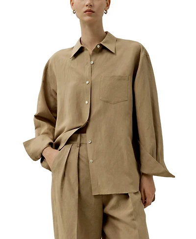 Lilysilk Women's Oversized Silk-Linen Blend Shirt
